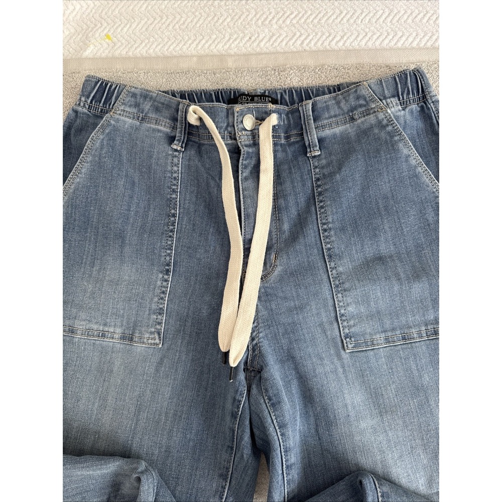 Judy Blue Jeans Womens 11/30 Blue Stretch Pull On Drawstring Faded Casual Rodeo